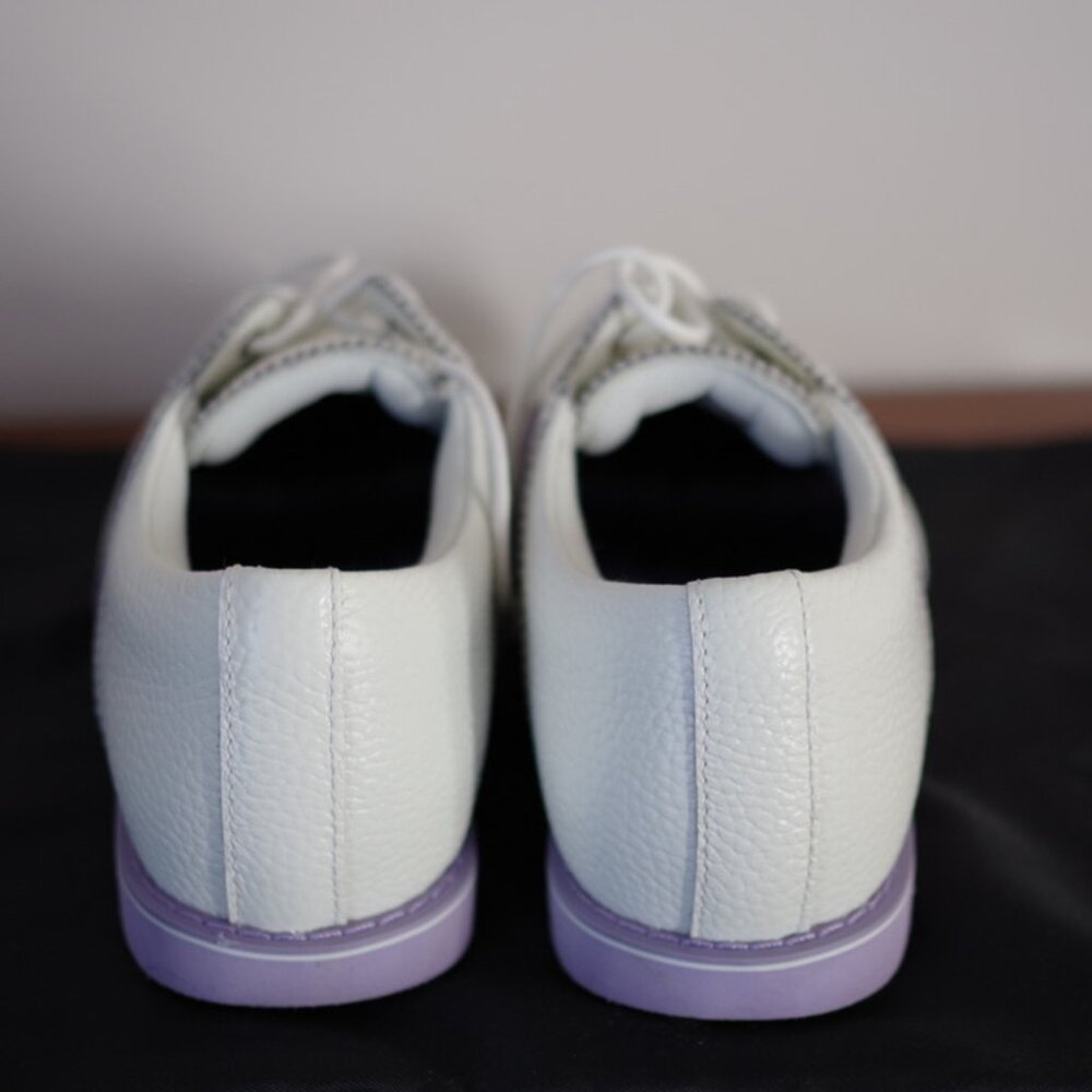 G/Fore Grosgrain Brogue Gallivanter Golf Ivory purple ladies shoes size 7,5 - Picture 10 of 11